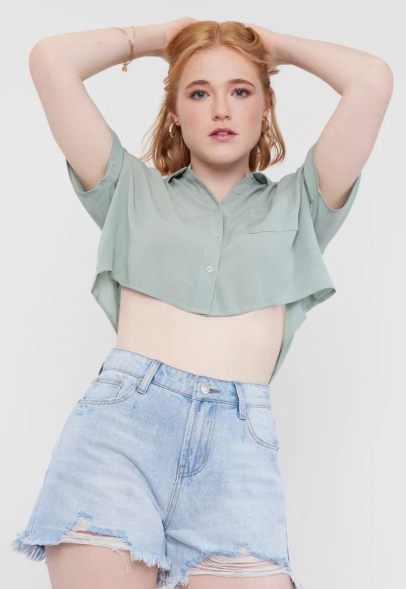 Blusa Mujer Camisera Bambula Viscosa Reciclada Verde