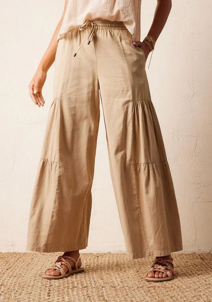 Pantalón Tela Con Proceso Y Cortes