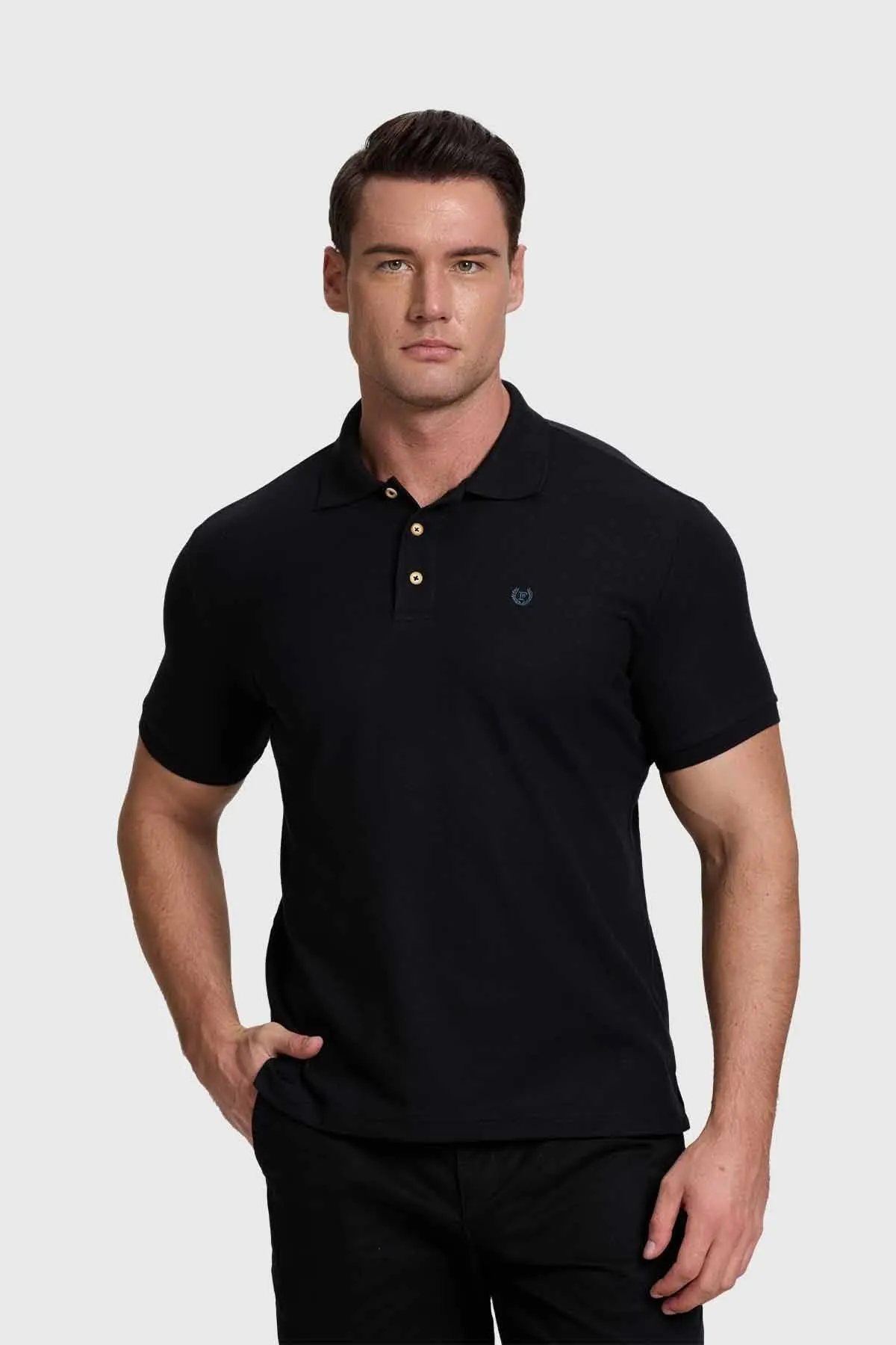 Polera Hombre Piqué Básica Negro