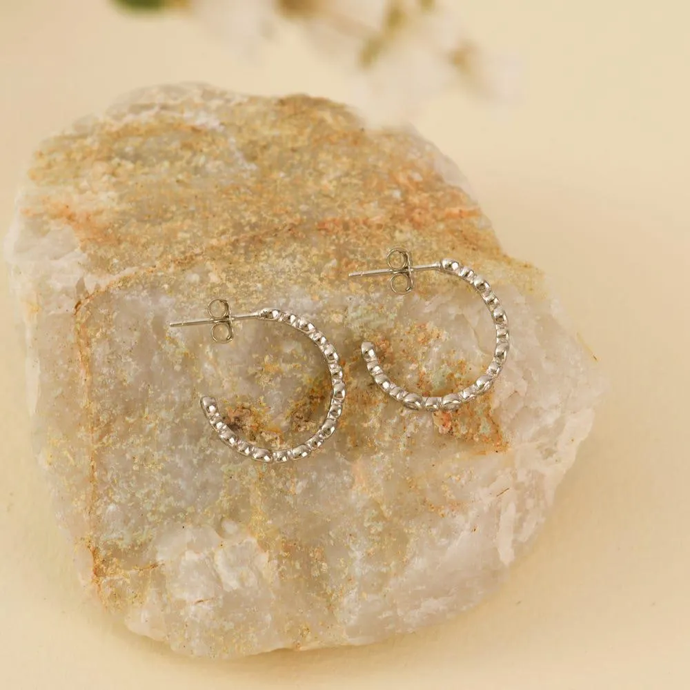 Argollas Aros Argolla Perlas Pequeñas Plateado