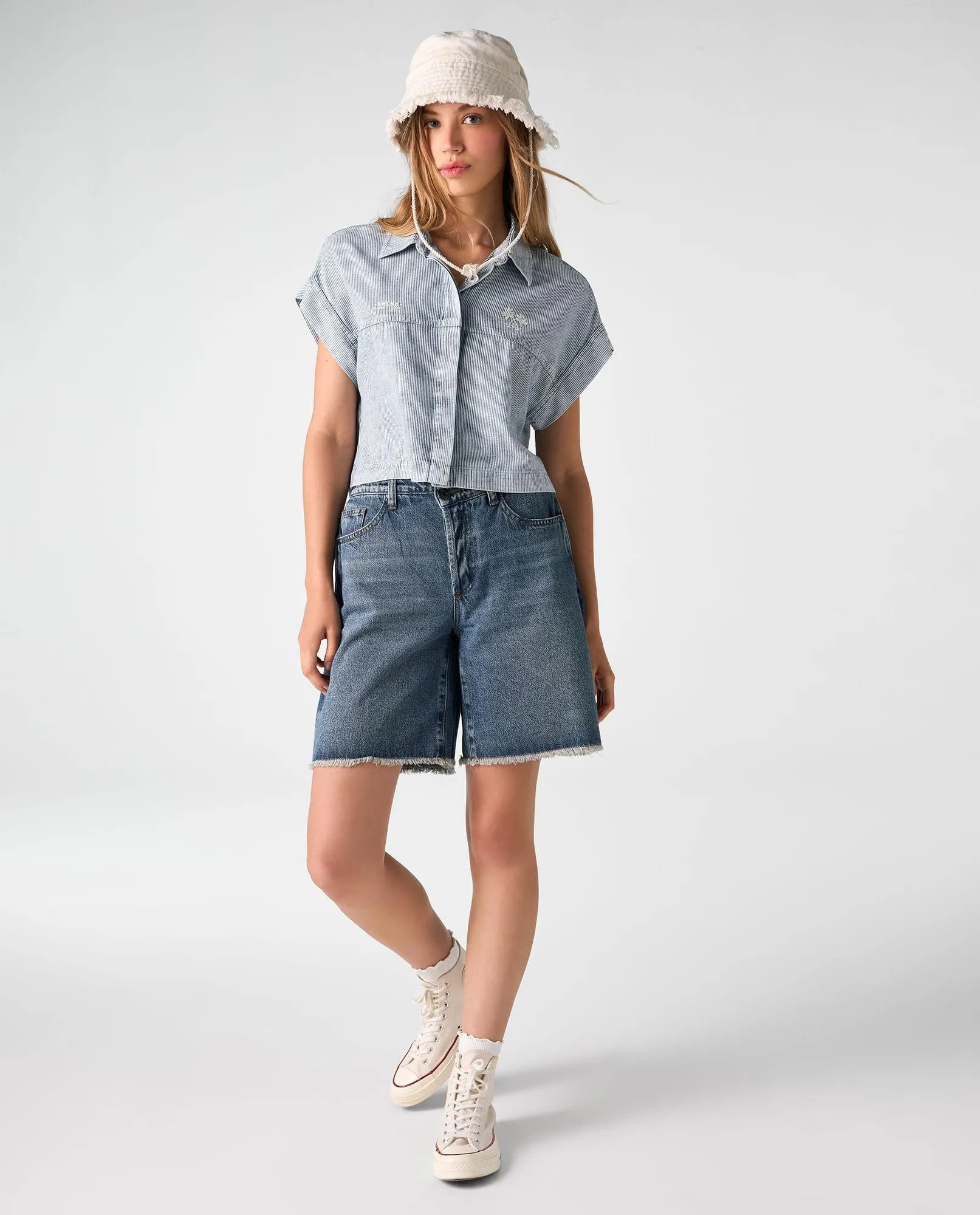 Camisa holgada de rayas verticales para mujer