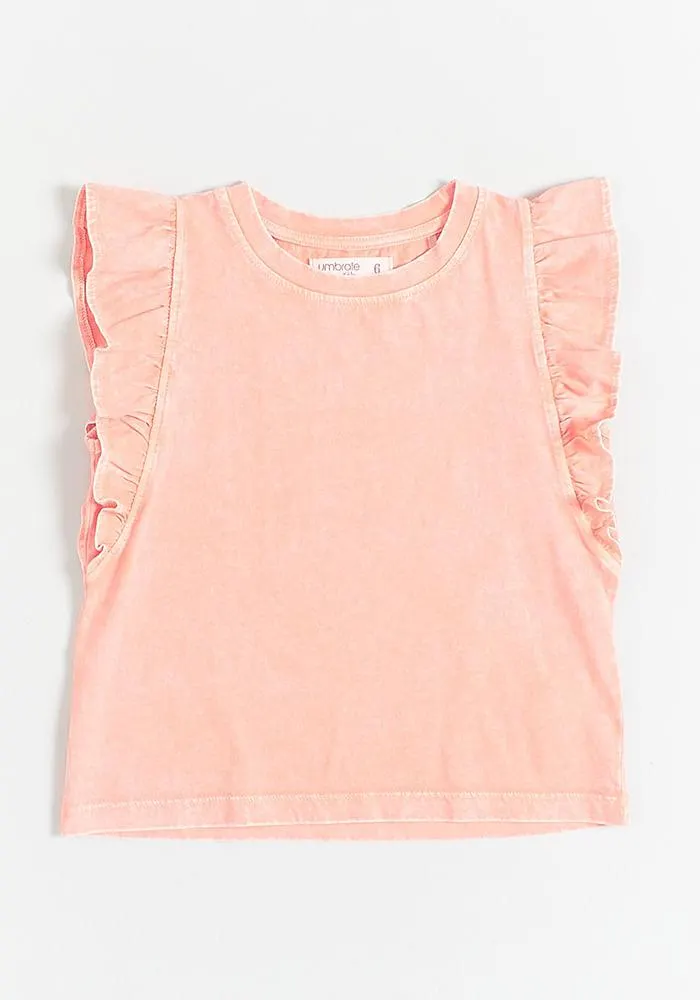 Polera Con Vuelos En Las Mangas Y Colores Vibrantes 4 Naranja Medio 3