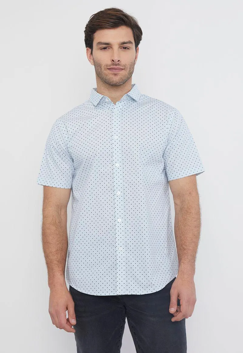 Camisa Hombre Miniprint M/C Azul Claro