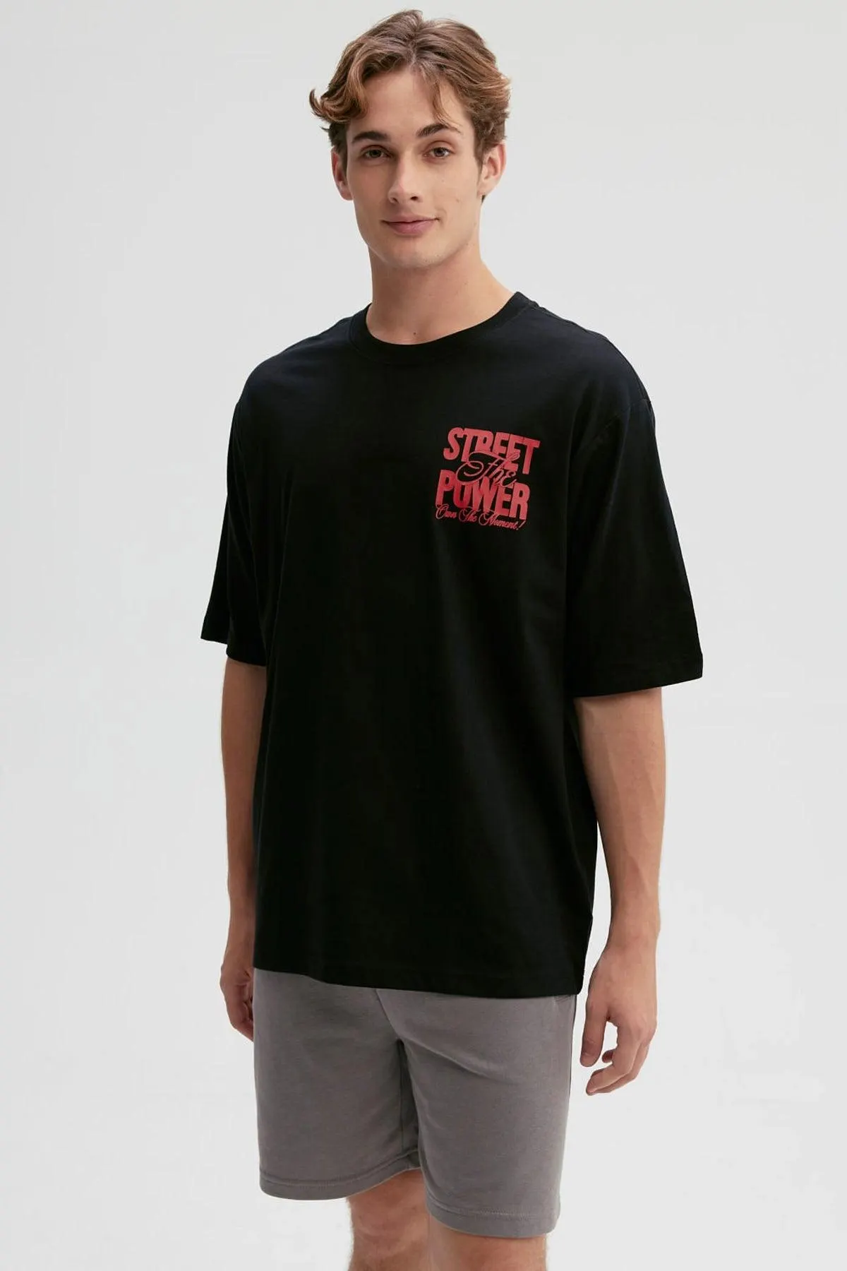 Polera Hombre Doble Print Negro