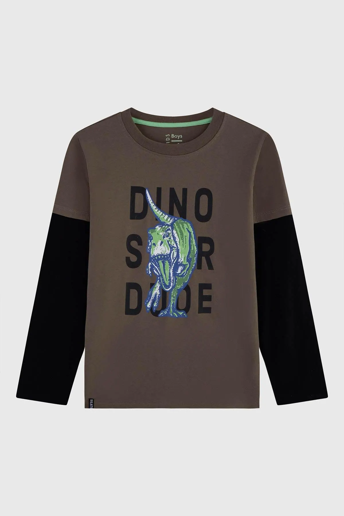Polera Niño Doble Manga Básica Verde
