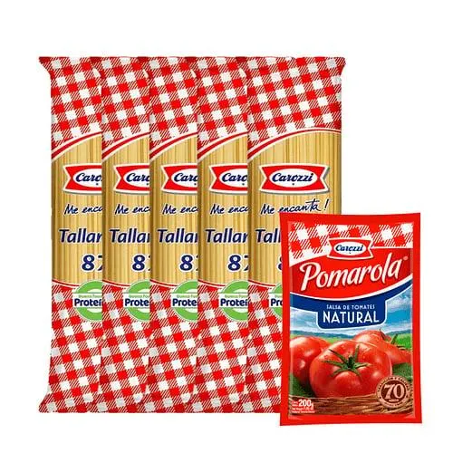 Pack Carozzi 5 Tallarin 87 + Pomarola 200 Grs