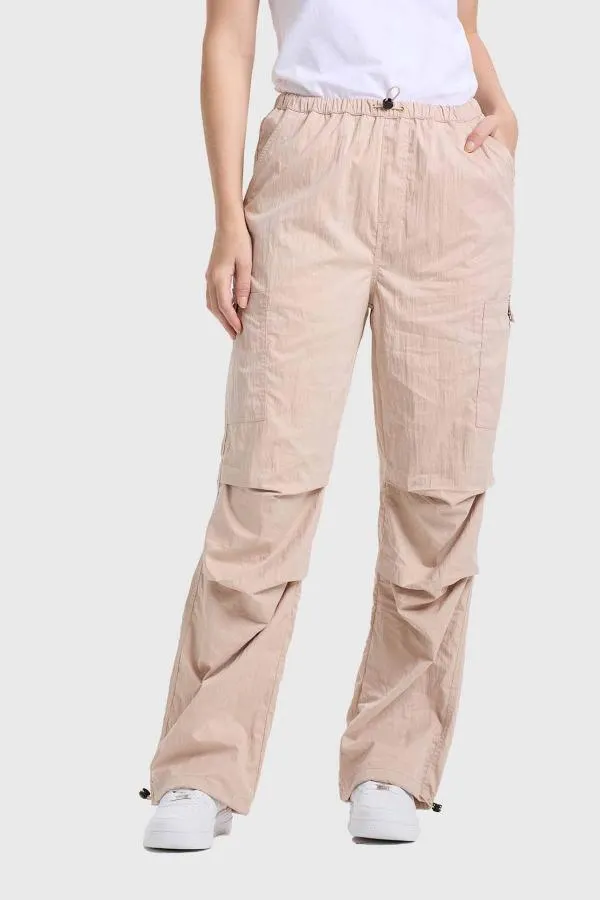 PantalÓn mujer recogido beige claro