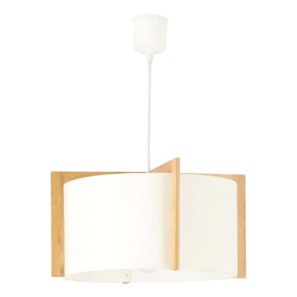 Lámpara Techo Tela - Madera 40x21 cm