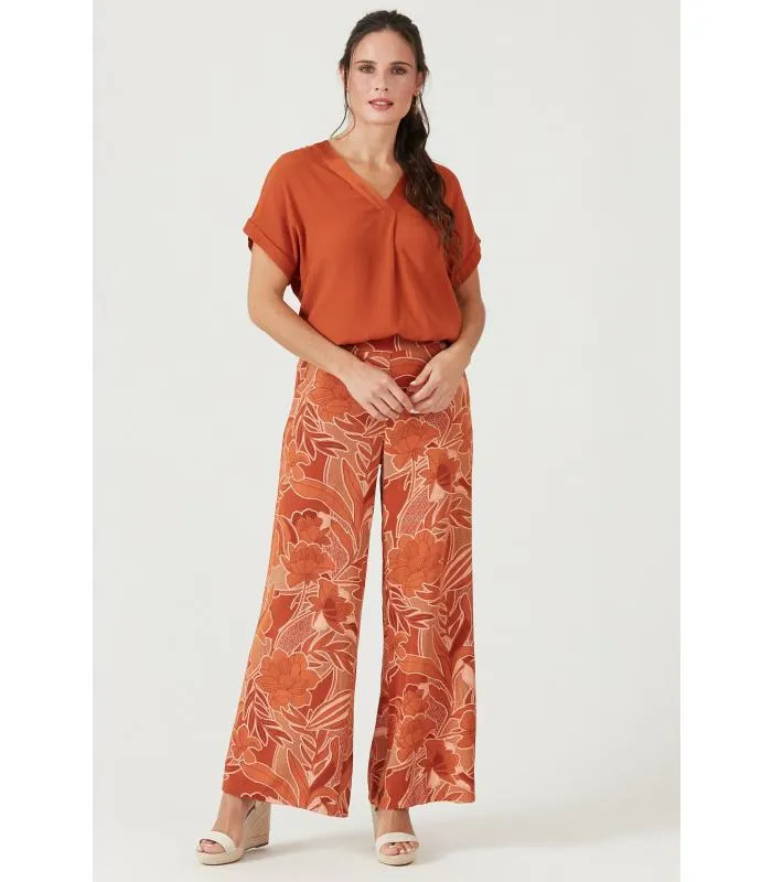 Pantalon wide leg cobre estampado