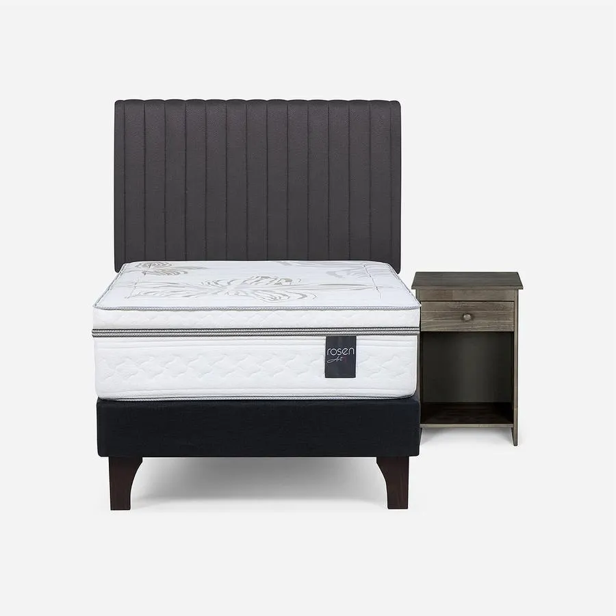 Cama Art 4 de 1,5 Plazas + Respaldo Lucio y Velador Tabor