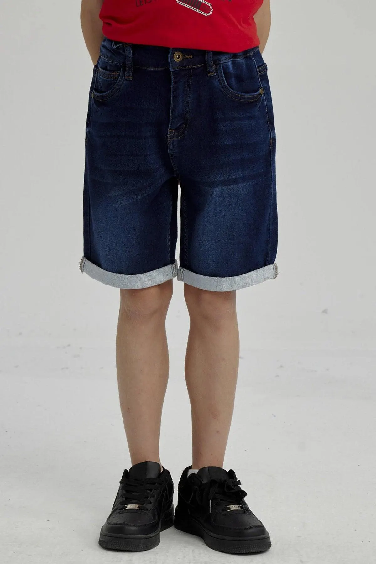 Bermuda Niño Básico Denim Azul Oscuro