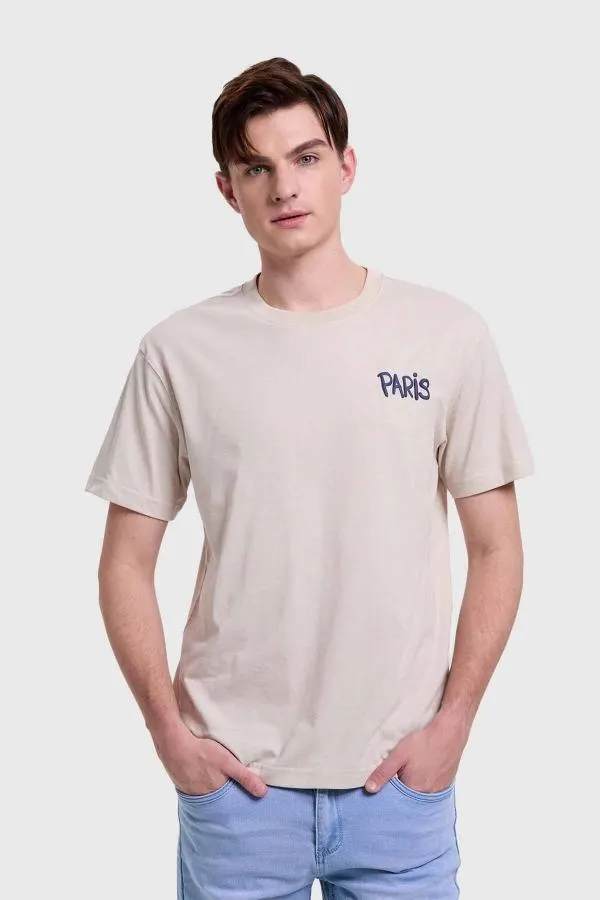 Polera hombre print beige iii