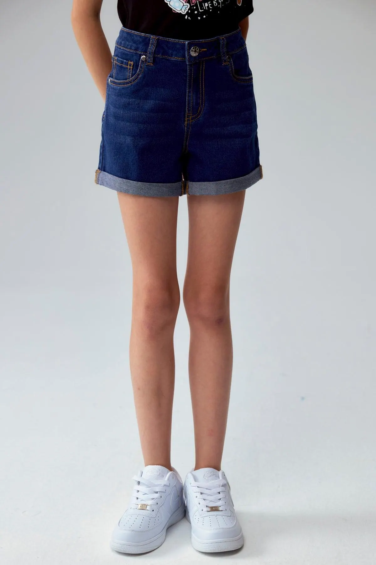 Short Niña Básico Denim Azul Oscuro
