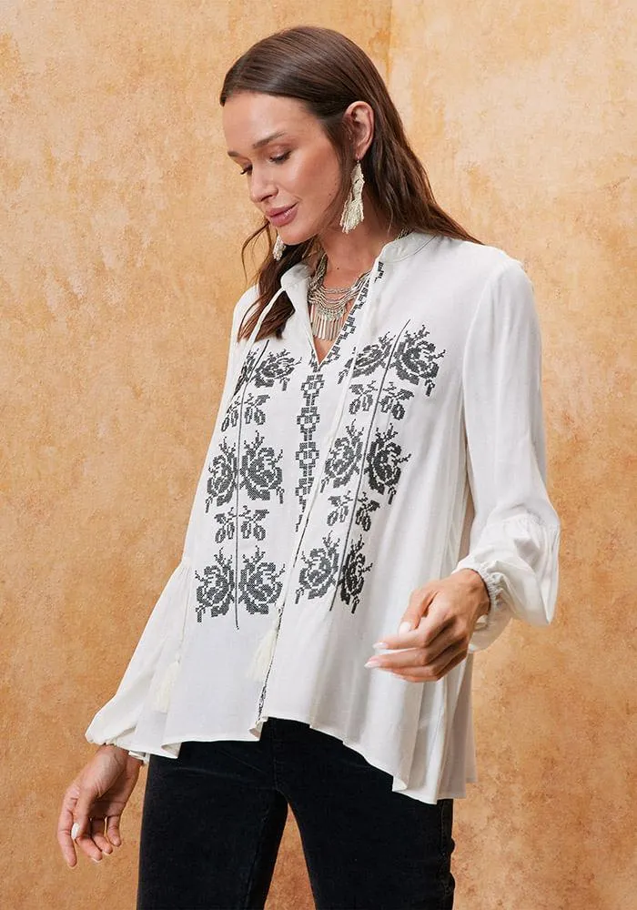 Blusa Bordado Punto Cruz Natural 1 S