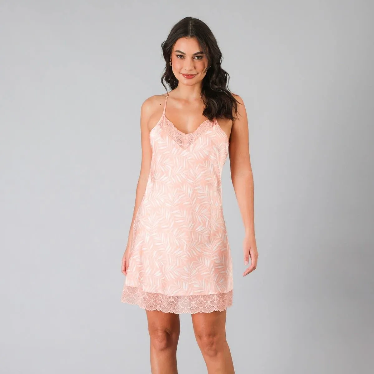 Camisola Satin Encaje Escote Y Basta