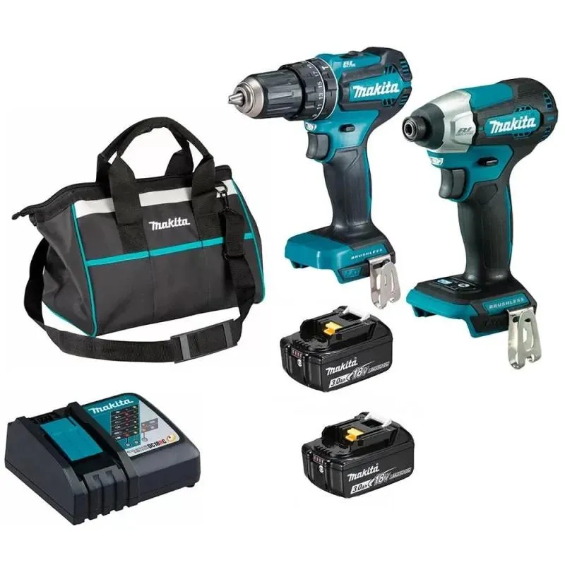 Combo Taladro 1/2" Dhp485 + Atornillador Impacto Dtd157 + 2 Baterías 3.0Ah + Cargador + Bolso De Transporte Dlx2416X1 Makita