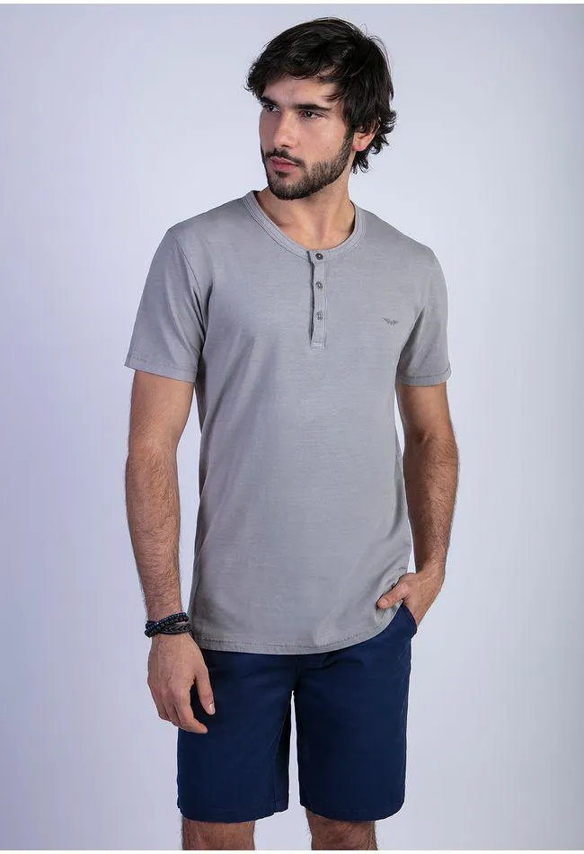 Polera Henley Lavada Austin Lt Grey