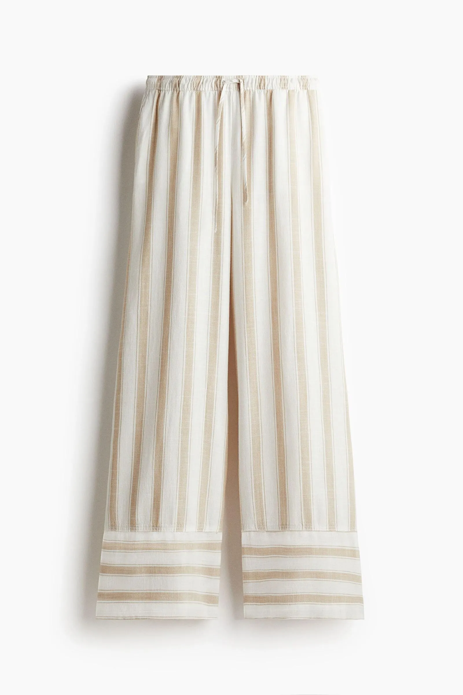 Pantalón en mezcla de lino con cordón de ajuste