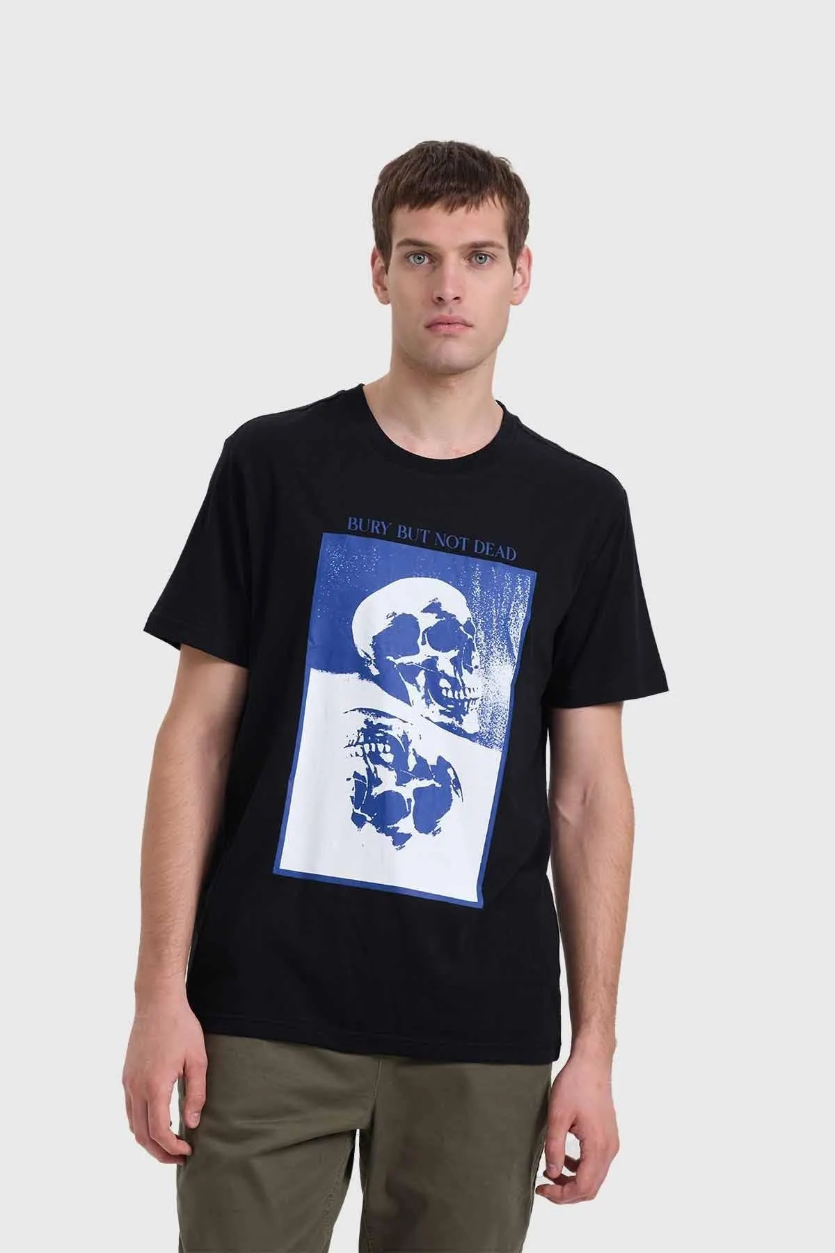 Polera Hombre Skull Print Negro