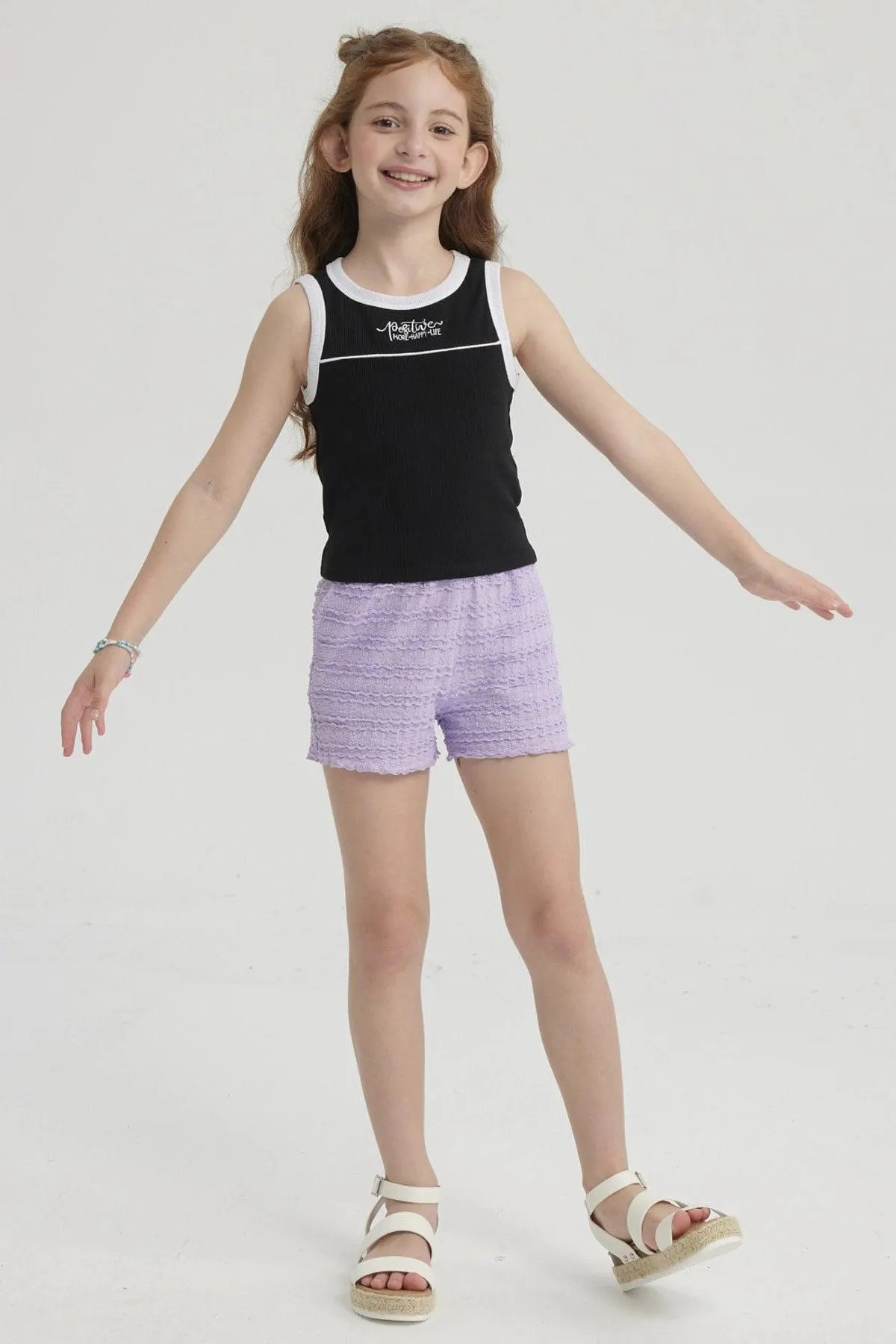 Polera Niña Teen Piping Frontal Negro