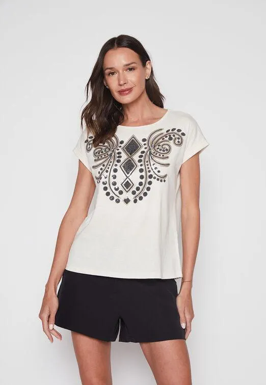 Polera Mujer Beige Lentejuelas Family Shop