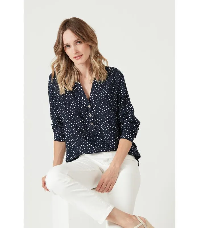 Blusa azul marino estampada
