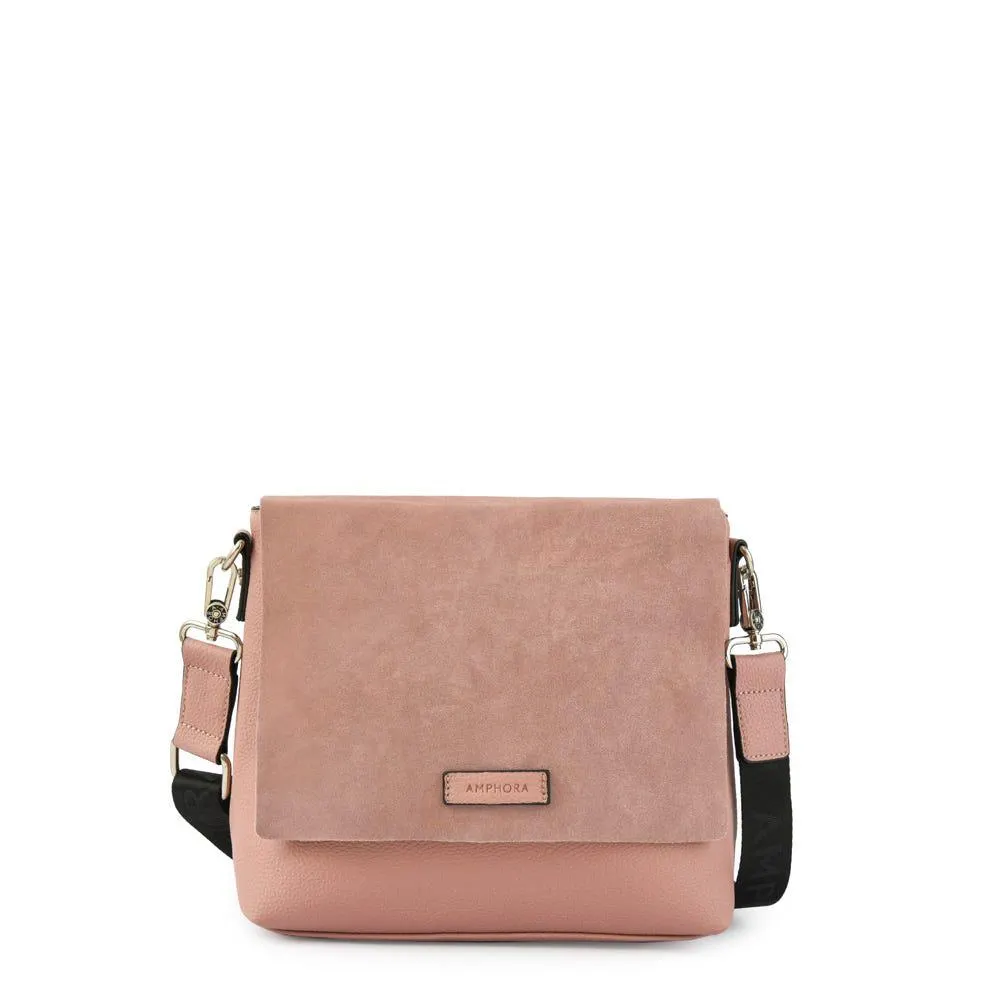 Ankara bandolera con tapa mediana rosa viejo