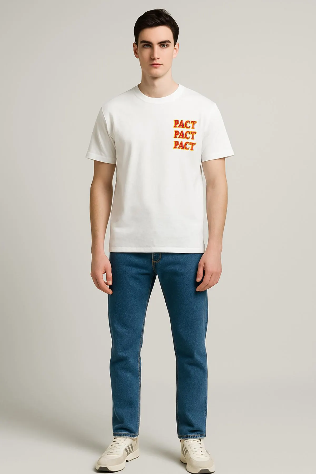 Polera Hombre Doble Print Blanco