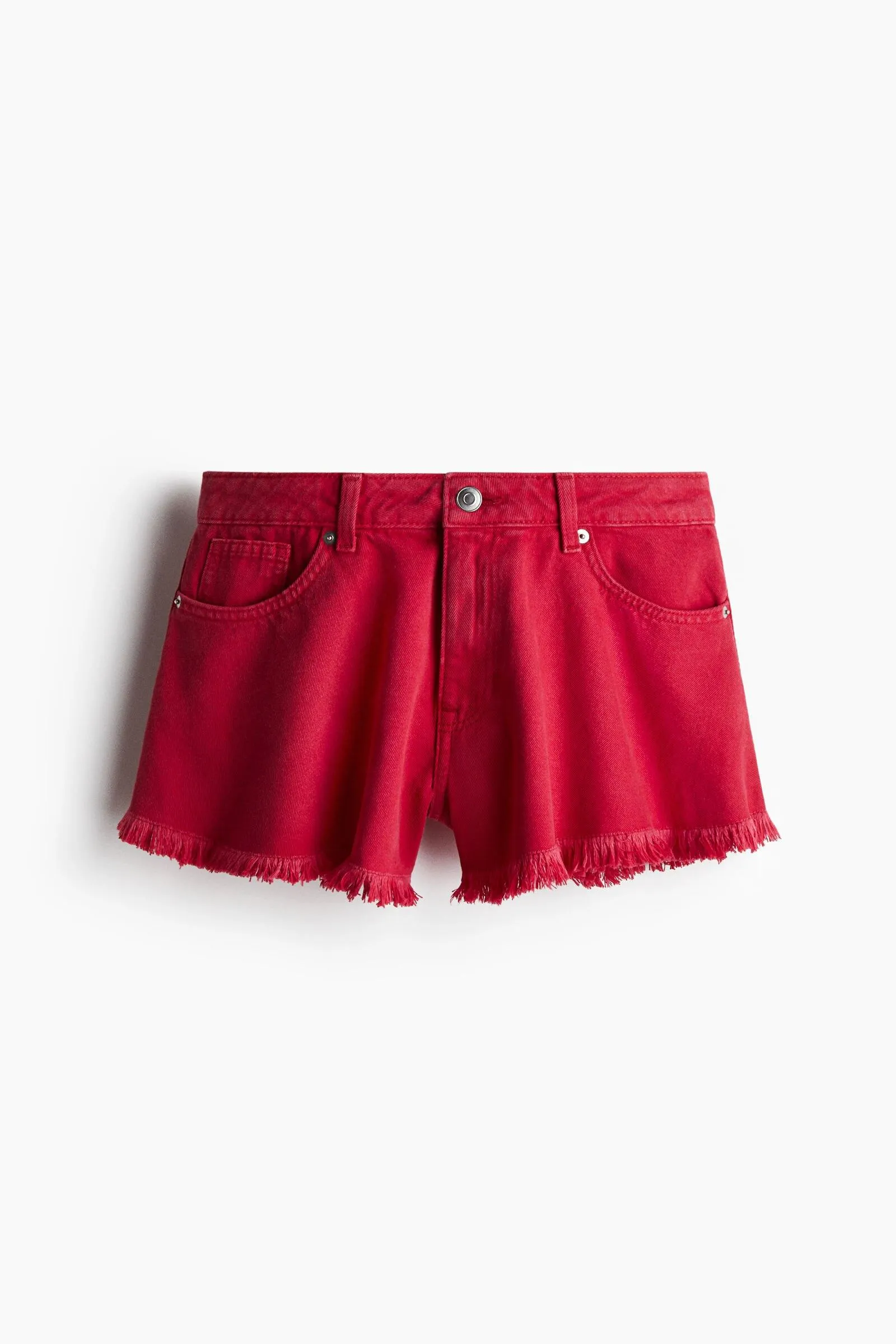 Shorts denim con bastas desflecadas