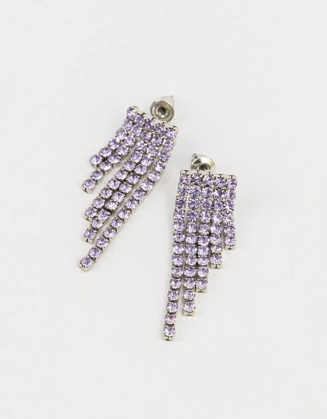 Aros colgantes cortos con strass