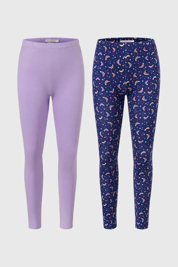 Calza niÑa bipack lisa print lila