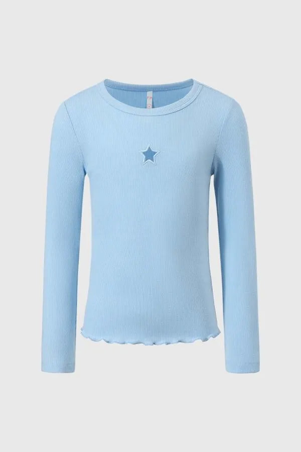 Polera niÑa rib cut celeste