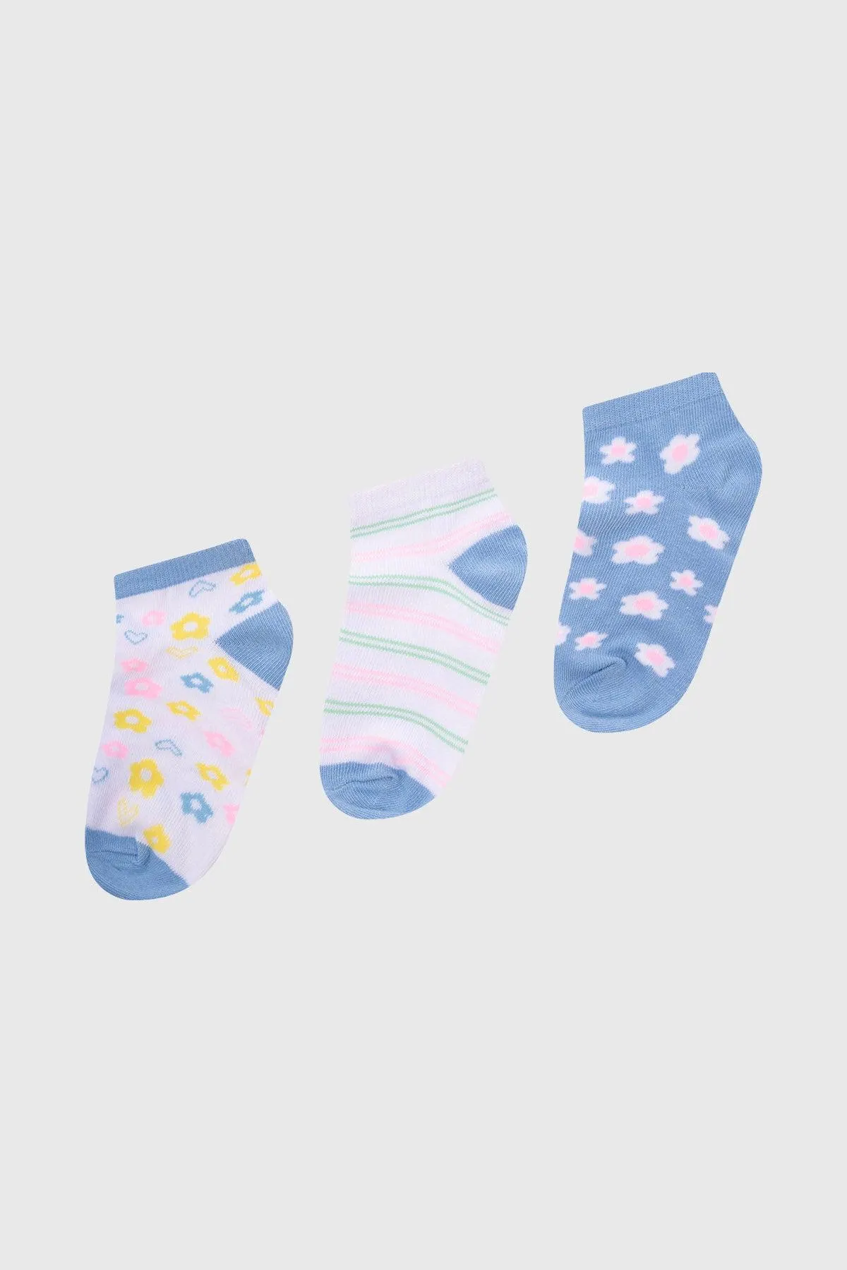 Calceta Deportiva Niña Tripack Celeste