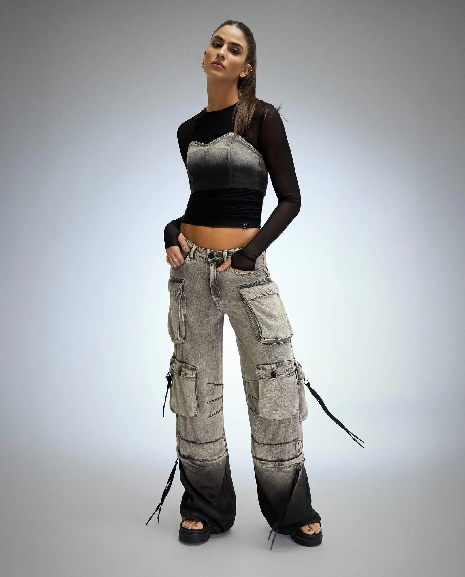 Crop top con efecto degradé para mujer