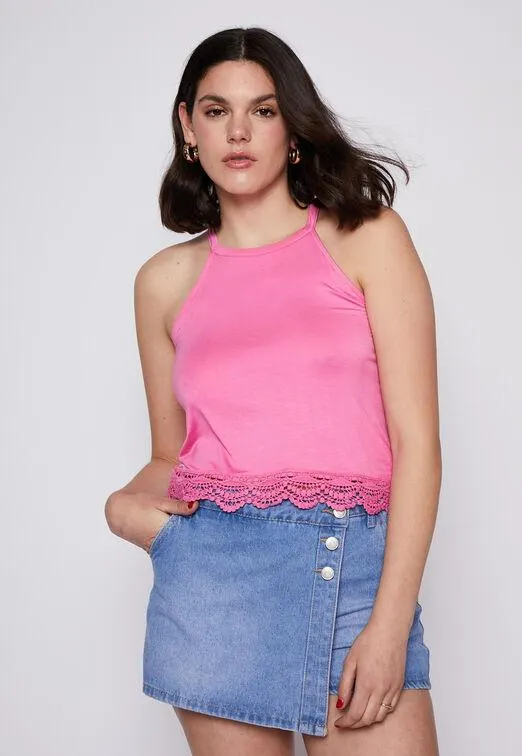 Polera Basta Brodery Rosado Family Shop