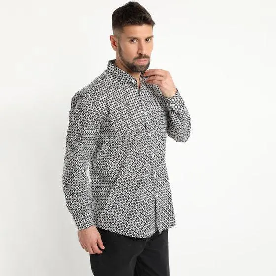 Camisa Sport Estampada Manga Larga Spandex