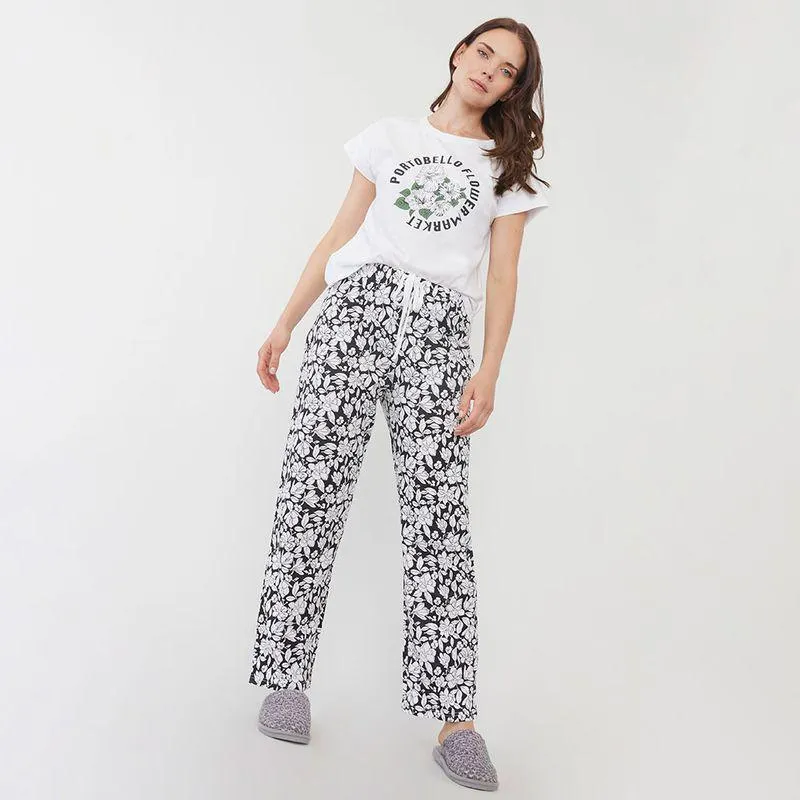 Pijama Mujer Focal Print Ecru