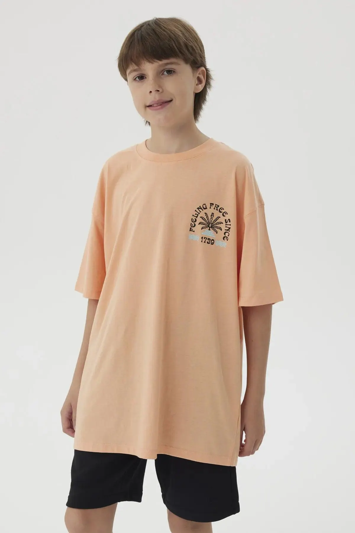 Polera Niño Print Posicional Coral