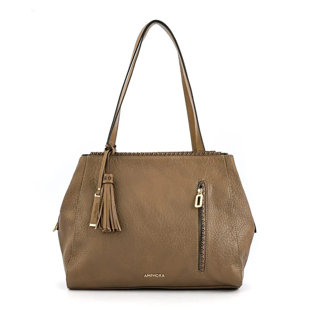 Nilda cartera dos asas grande taupe oscuro