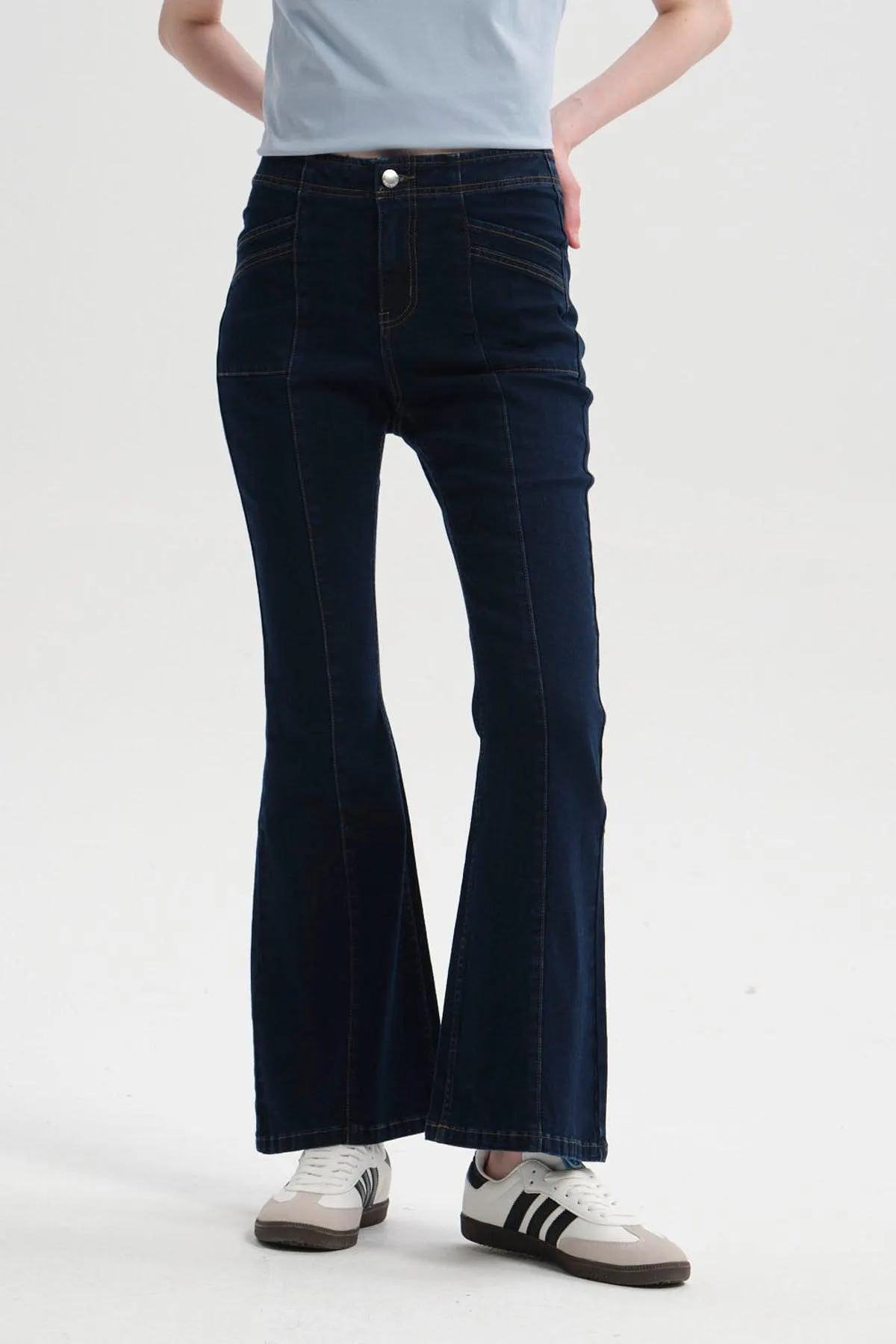 Jeans Mujer Flare Azul Oscuro