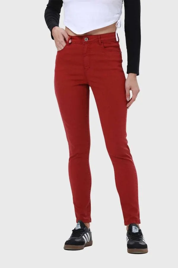 Jeans mujer super skinny co rojo italiano