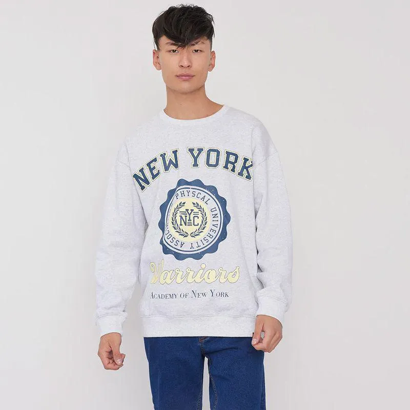 Polerón Hombre R-Neck Print Collage Gris Claro