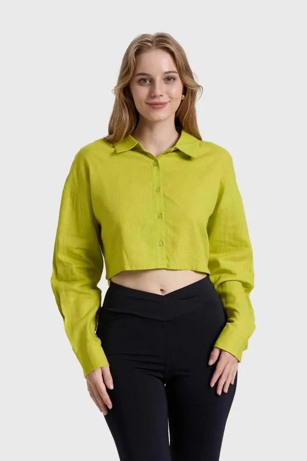 Blusa mujer cropped verde claro