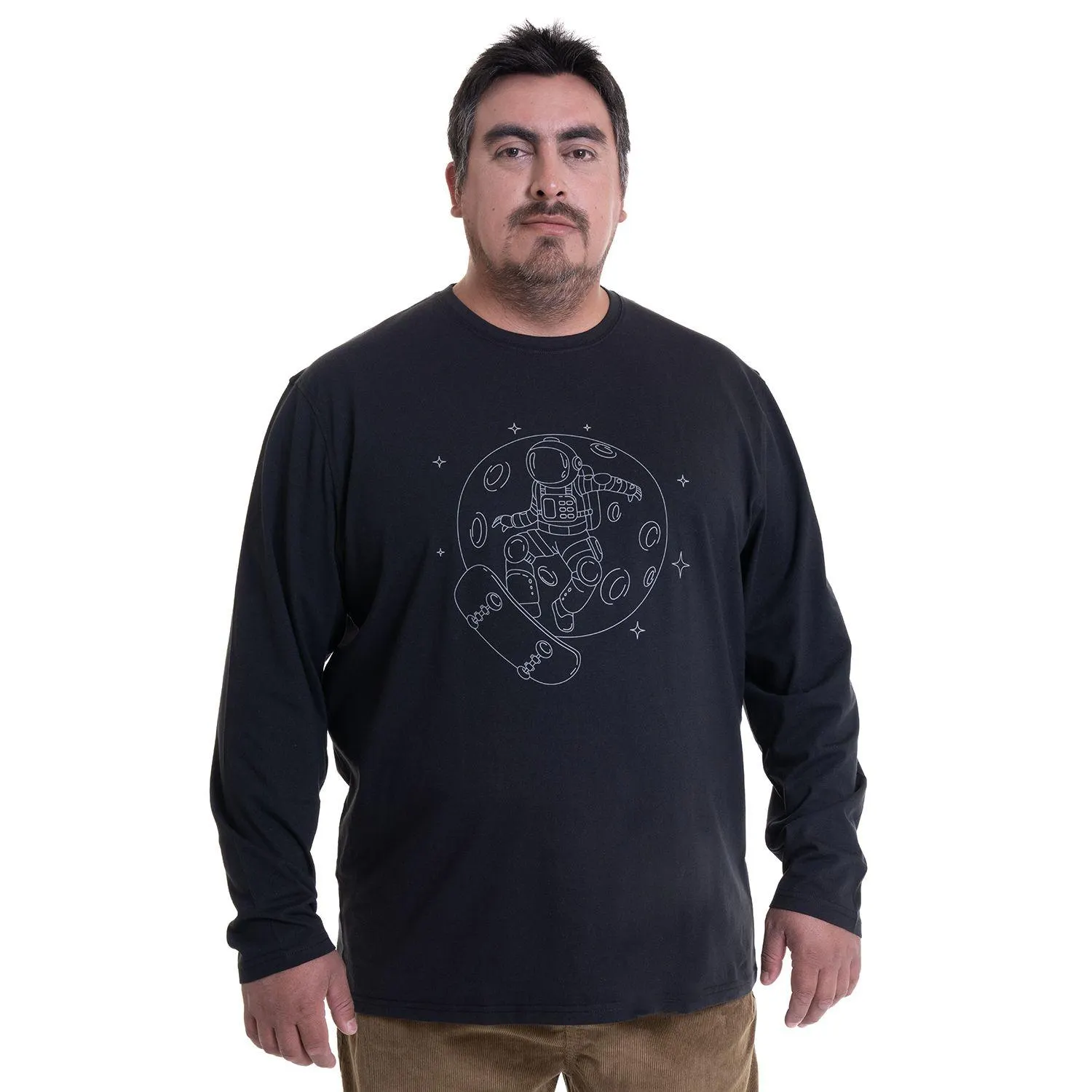 Polera Manga Larga Jersey Estampada Regular Fit