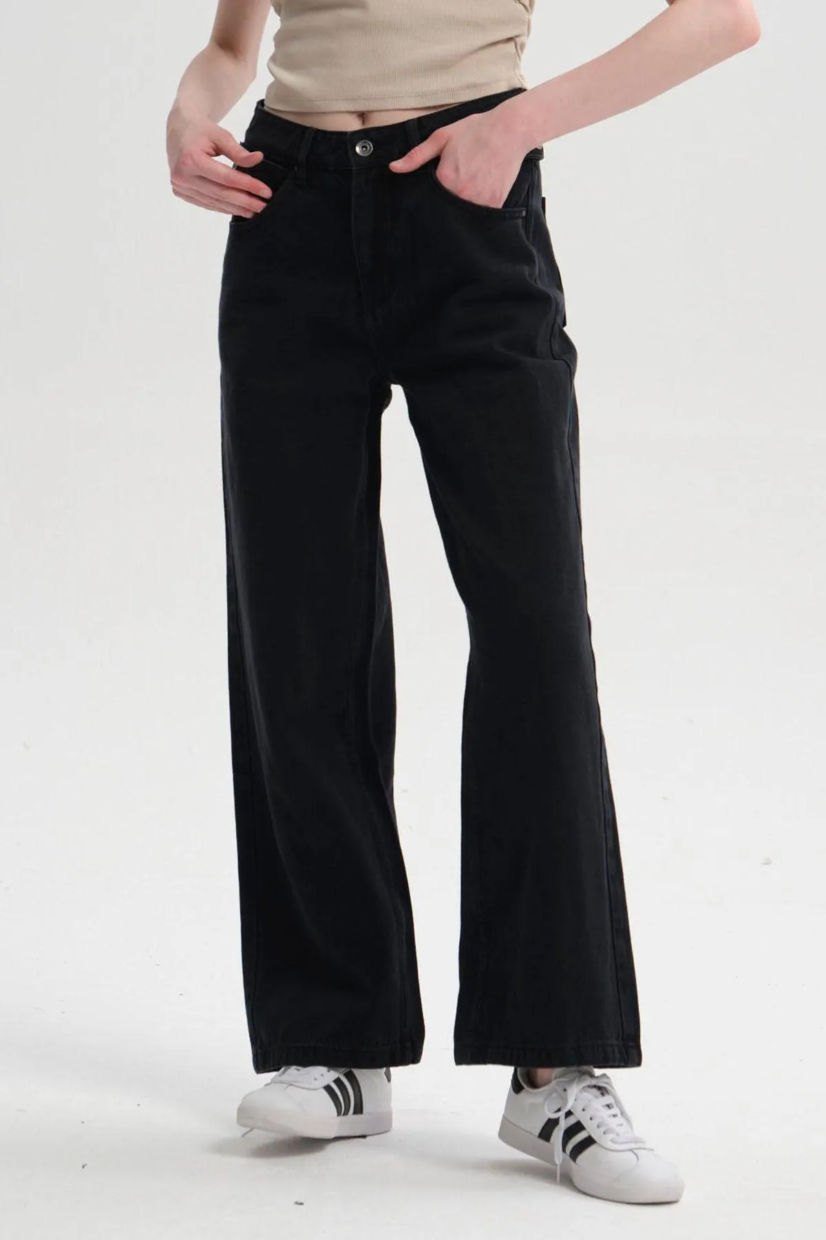 Jeans Mujer Ajuste Cintura Negro