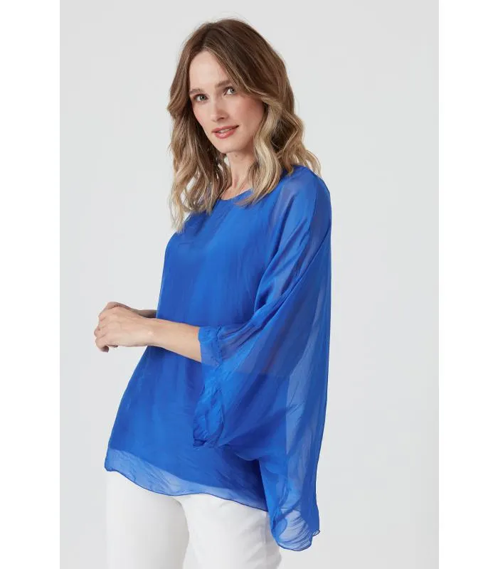 Blusa con seda azul