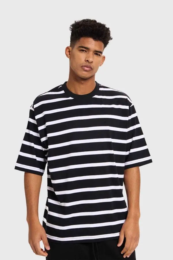 Polera hombre rayas negro i