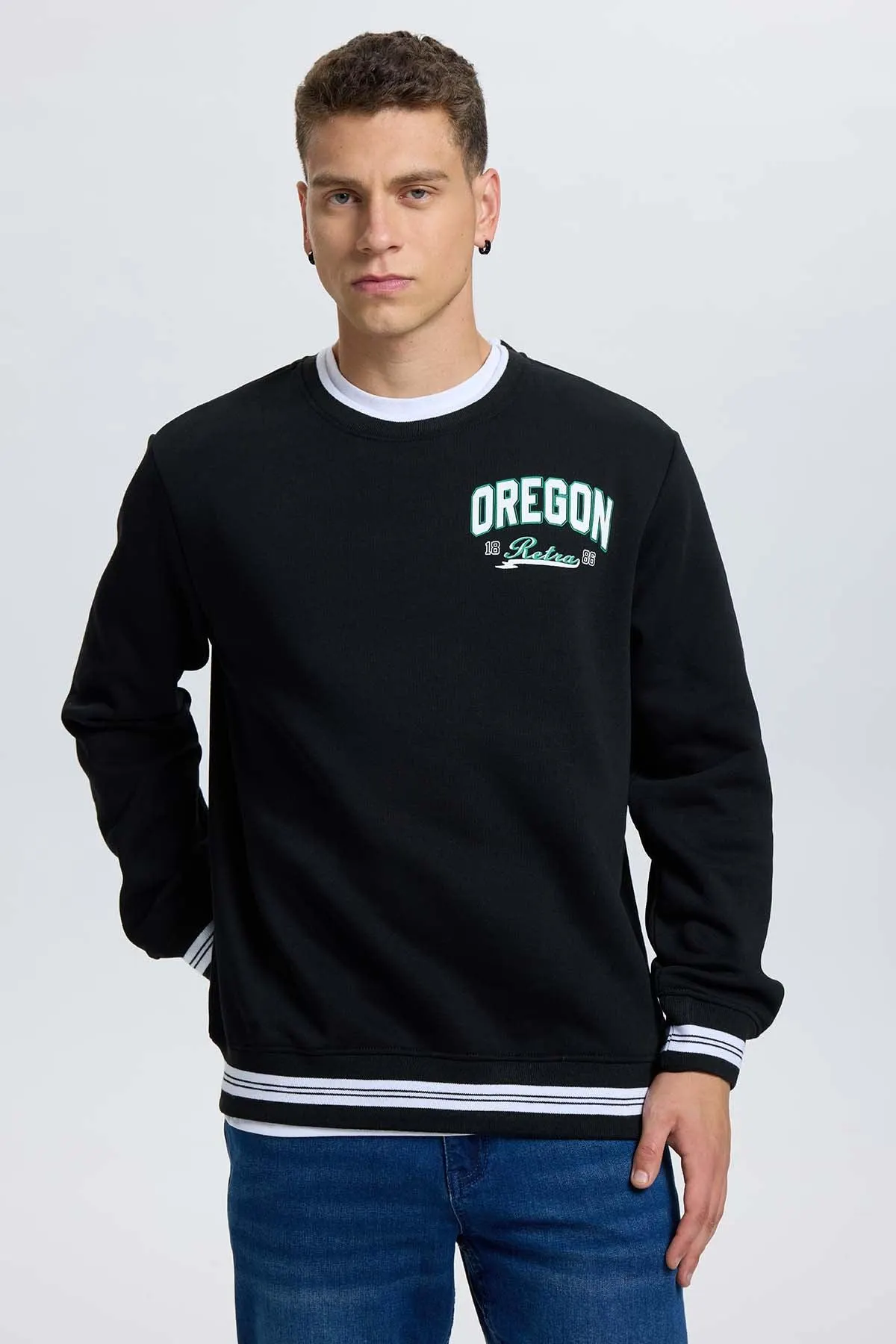 Polerón Hombre Print College Negro