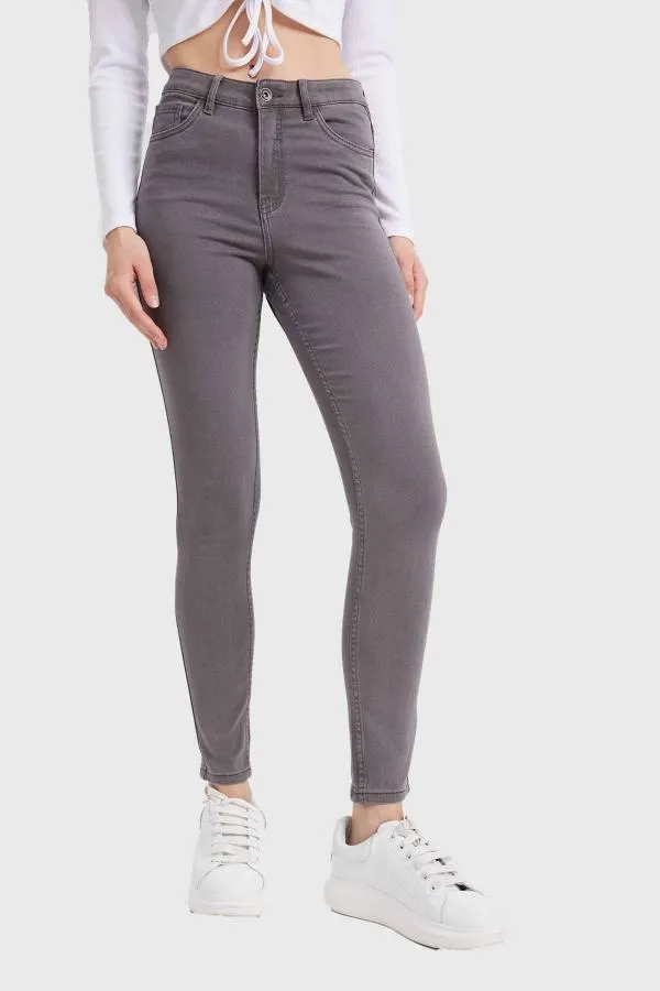 Jeans mujer super skinny emilia gris i