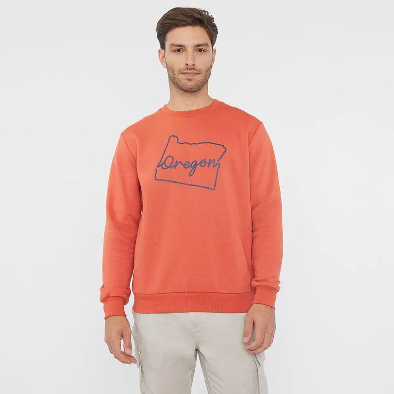 Polerón Hombre Focal Print R-Neck Naranjo